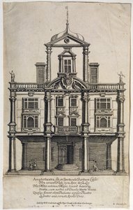 Dukes Theatre, Dorset Gardens, kaiverrus W. Sherwin (n. 1645-1711) 1673 tekijältä English School