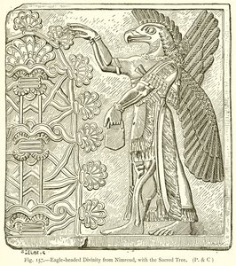 Eagle-headed Divinity Nimroudista pyhän puun kanssa tekijältä English School