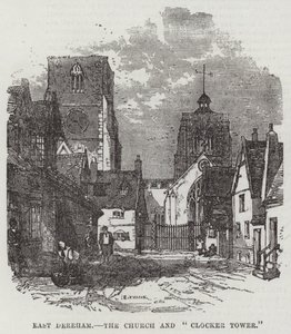 East Dereham, kirkko ja "Clocker Tower" (kaiverrus) tekijältä English School