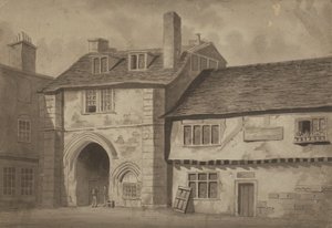 Itänäkymä St Saviourin luostarille, Bermondsey, n. 1825 (kynä, lyijykynä ja pesu paperille) tekijältä English School