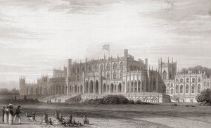 Eaton Hall, Cheshire, Englanti 1800-luvun alussa. Churtonin muotokuva- ja maisemagalleriasta, julkaistu 1836. tekijältä English School