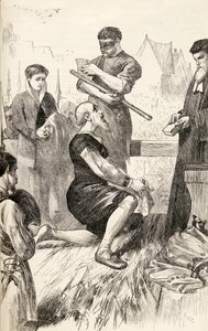 Edward Seymour telineellä odottamassa teloitustaan, n.1865 (puukaiverrus) tekijältä English School