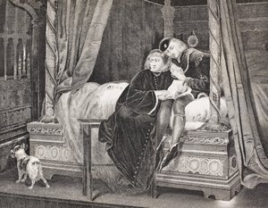 Edward V ja Richard, Yorkin herttua Towerissa, "Gallery of Historical Portraits" -julkaisusta, julkaistu noin 1880 tekijältä English School