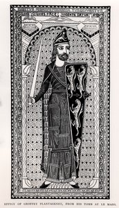 Geoffrey Plantagenetin (1113-1150) kuva hänen haudastaan Le Mansissa tekijältä English School