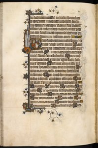 Egerton MS 3277, f.131v, Bohun-nainen rukouksessa, reunaleijona ja linna, "Bohun Psalter & Hours" (vellum) tekijältä English School