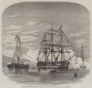 Walesin prinssin alukselle HMS "Hero" Plymouthissa Kanadassa (kaiverrus) tekijältä English School