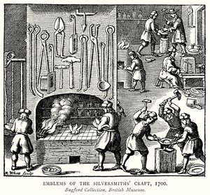 Embleme des Silberschmiedehandwerks von English School