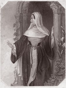 Emilie, Aegeonin vaimo, Ephese-yhteisön luostarina (Efesoksen komedia) Emilia Lady Abbess Efesoksessa (Virheiden komedia) - "" Galerie des femmes de Shakespeare, kokoelma 45 vakavaa muotokuvaa varhaisilta Lontoon taiteilijoilta , rikastettu tekijältä English School