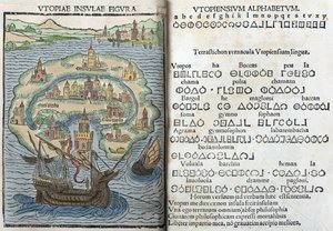 Kaiverrus Thomas Moren "Utopiasta". tekijältä English School