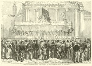 Vapaaehtoisten ilmoittautuminen Pariisin puolustamiseen Place du Pantheonille, lokakuu 1870 tekijältä English School