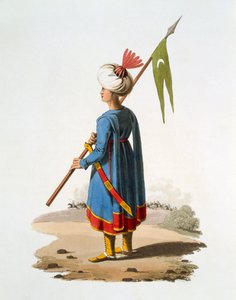Spahien lipun kantaja, 1818 (värillinen akvatinta) tekijältä English School