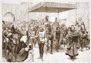 Paavi Johanneksen sisäänkäynti Constanceen, kuvitus James Aitken Wylien (1808-1890) Protestantismin historiasta, pub. 1878 tekijältä English School