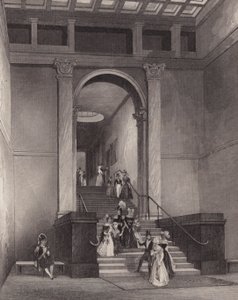 Lontoon National Galleryn sisäänkäynti (kaiverrus) tekijältä English School