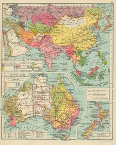 Eurooppa Aasiassa vuoteen 1914 asti. Australasian tutkimusmatkailu ja asuttaminen (värilitro) tekijältä English School
