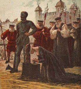 Lady Jane Greyn teloitus, pubi. 1890 (värilitografia) tekijältä English School