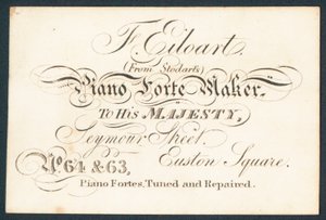 F Eiloart, piano forte maker, kauppakortti tekijältä English School