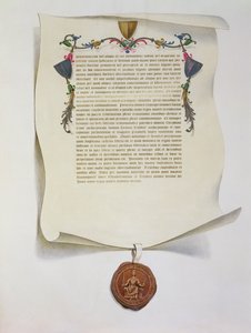Magna Cartan faksimilepainos, joka julkaistiin ensimmäisen kerran vuonna 1225, 1816 tekijältä English School