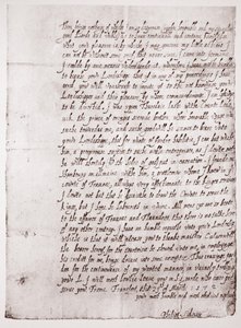 Faksimile Philip Sidneyn käsialasta 18-vuotiaana, 23. maaliskuuta 1572 tekijältä English School