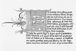 Faksimile sivusta Catholiconista, painettu Johannes Gutenberg, Mainz, 1460 tekijältä English School