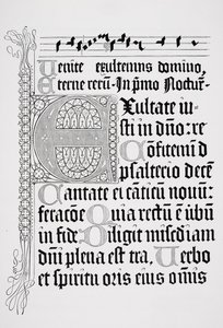 Faksimile psalterin sivusta, painaneet Johann Fust ja Petrus Schoiffer, Mainz, 1459 tekijältä English School