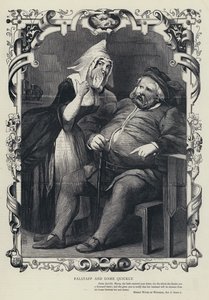 Falstaff ja Dame Quickly, Windsorin iloiset vaimot, toinen näytös, kohtaus 2 (kaiverrus) tekijältä English School