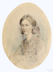 Florence Nightingale, Lenthallin valokuvan jälkeen, 1956 (lyijykynä ja pesu paperille) tekijältä English School