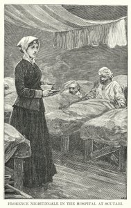 Florence Nightingale Scutarin sairaalassa (kaiverrus) tekijältä English School
