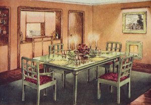 Muodollinen ruokasali (väri litho) tekijältä English School