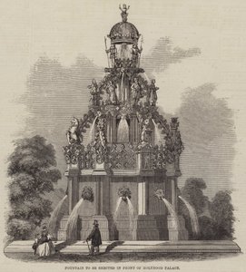 Suihkulähde pystytetään Holyrood Palacen eteen (kaiverrus) tekijältä English School