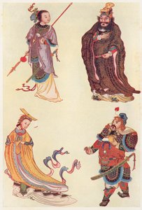 Neljä kuuluisaa hahmoa Kiinan historiassa (värilitho) tekijältä English School