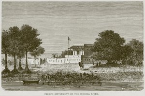 Ranskan asutusalue Senegal-joella, kuvitus Illustrated Travels -julkaisusta, n. 1880 tekijältä English School