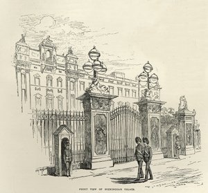 Etunäkymä Buckinghamin palatsista, Leisure Hourista, 1888 tekijältä English School