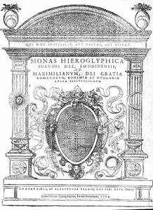 John Deen Monas Hieroglyphican etukappale, julkaistu vuonna 1564 (painettu) tekijältä English School