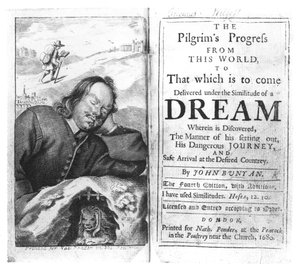 John Bunyanin (1628-88) pubin The Pilgrims Progressin etukappale. vuonna 1680 tekijältä English School