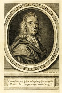Etukappaleen muotokuva kapteeni Lemuel Gulliverista julkaisusta "Matkoja useisiin maailman syrjäisiin kansakuntiin", joka tunnetaan paremmin nimellä "Gulliverin matkat", Jonathan Swift tekijältä English School