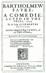 Etukappale Bartholomew Fayrelle: Benjamin Jonsonin (15723-1637) komedia, 1631 tekijältä English School