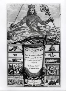Malmesburyn Thomas Hobbesin (1588-1679) esikuva Leviathanille tai yhteisen rikkauden asia, muoto ja voima kirkollinen ja siviili, 1651 tekijältä English School