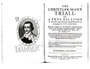 John Lilburnen (n. 1614–1657) esikuva Christian Mans -oikeudenkäynnille 1641 tekijältä English School