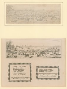 Frost Fair on Thames, painettu matkamuisto kuningas Kaarle II:lle ja perheelle, 1684 tekijältä English School
