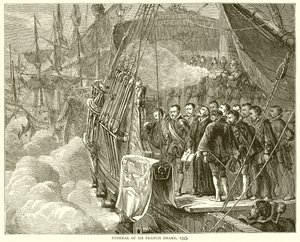 Sir Francis Draken hautajaiset 1595 tekijältä English School