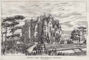Fyndynate House, lähellä Aberfeldyä, Perthshire (kaiverrus) tekijältä English School
