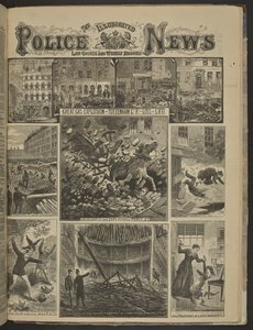 SUURI KAASURÄJÄHDYS TOTTENHAM CT:SSÄ. LOSS OF LIFE.", Illustrated Police News. tekijältä English School