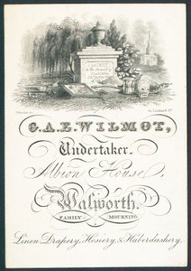 G A E Wilmot, hautaustoimisto, kauppakortti tekijältä English School