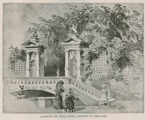 Gateway, kirjoittanut Inigo Jones, joka johtaa puistoon, Holland House tekijältä English School