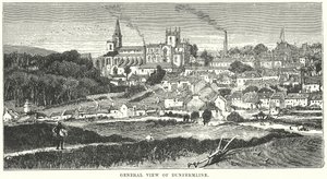 Dunfermlinen yleisnäkymä (kaiverrus) tekijältä English School
