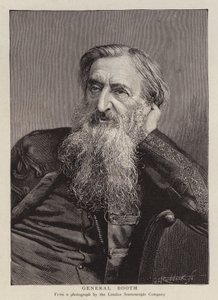 Kenraali William Booth, brittiläinen pelastusarmeijan (litho) perustaja tekijältä English School