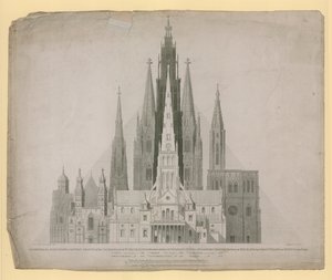 Lontoon St Paulin katedraalien länsirintamien (ennen tulipaloa) ja Egyptin suuren pyramidin geometriset kohokohdat yhteen mittakaavaan tekijältä English School