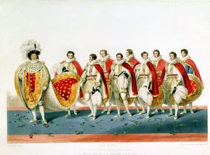 George IV kruunaamisvaatteissa, jolla on E. Scrivenorin kaiverrus, Sir George Naylorin levyltä tekijältä English School