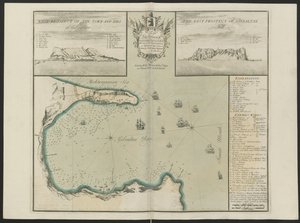 Gibraltar Bay (G. Hillin länsi- ja itäprospekti.) Tekijä: C. Price, n. 1730 (väri litho) tekijältä English School