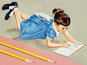 Tyttö piirtää tekijältä English School